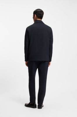 Sovracamicia relaxed fit in tessuto elasticizzato ad alte prestazioni, Blu scuro