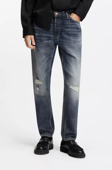 Jean fuselé en denim stretch bleu confortable