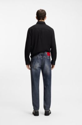 Tapered-fit jeans in blue comfort-stretch denim, Dark Blue
