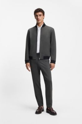 Slim-fit jacket in wrinkle-resistant fabric, Silver