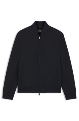 Slim-fit jacket in wrinkle-resistant fabric, Dark Blue