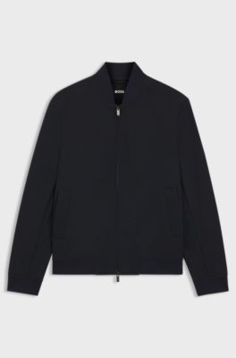 Slim-fit jacket in wrinkle-resistant fabric, Dark Blue