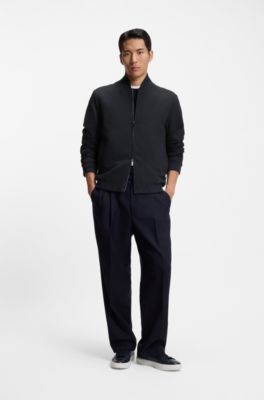 Slim-fit jacket in wrinkle-resistant fabric, Dark Blue