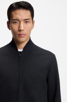 Slim-fit jacket in wrinkle-resistant fabric, Dark Blue