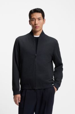 Slim-fit jacket in wrinkle-resistant fabric, Dark Blue