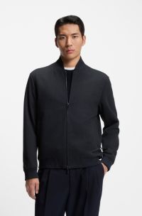 Slim-fit jacket in wrinkle-resistant fabric, Dark Blue