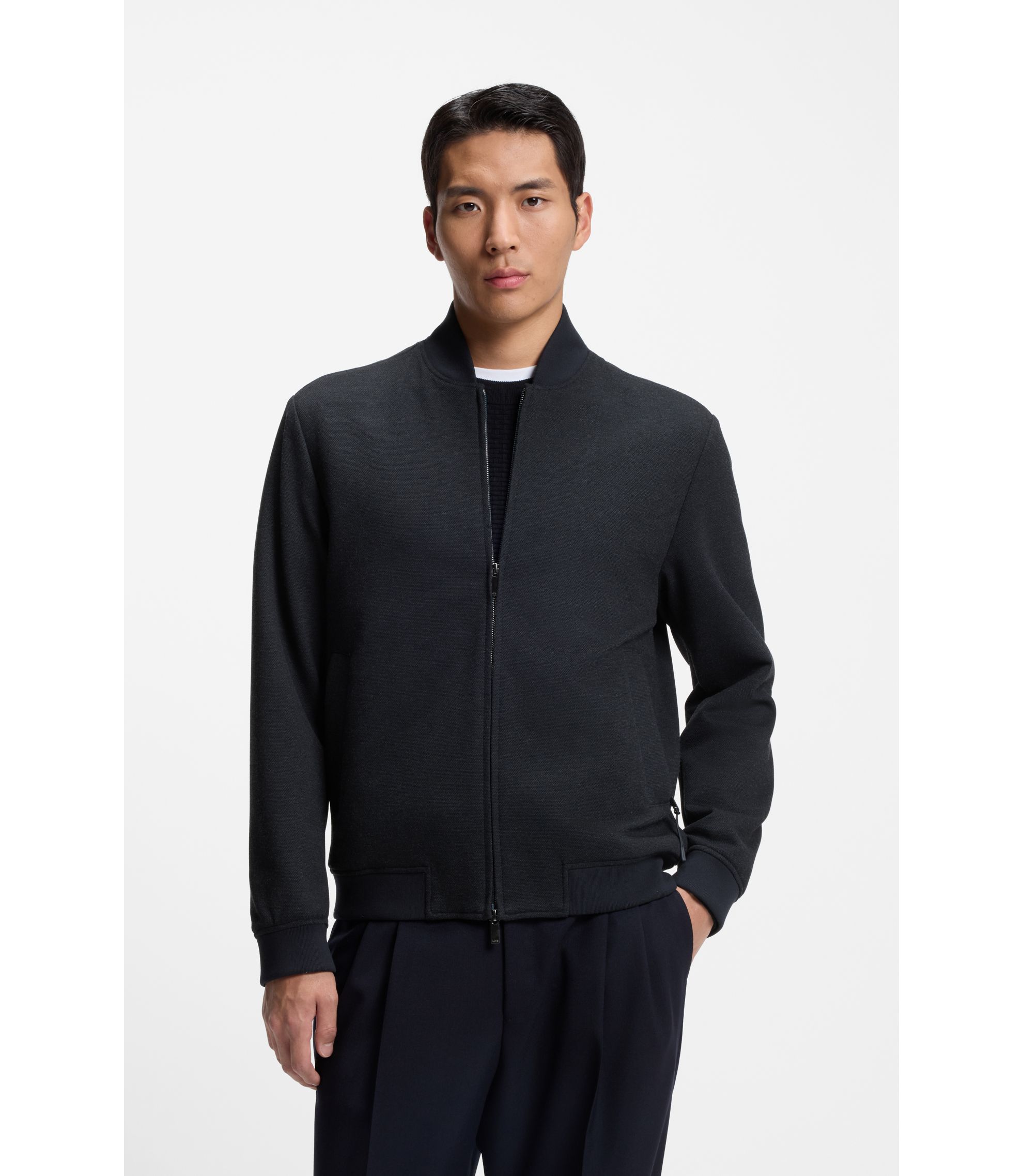 BOSS - Slim-fit jacket in wrinkle-resistant fabric - Dark Blue