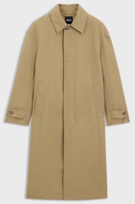 Wasserabweisender Mantel mit verdecktem Rei&szlig;verschluss, Beige