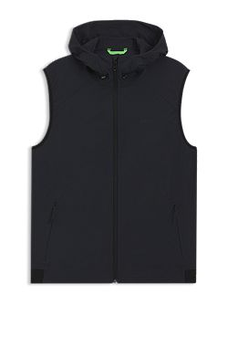 Water-repellent hooded gilet with micro-waffle structure