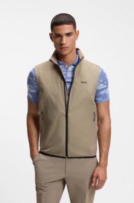 Gilet idrorepellente elasticizzato in quattro direzioni, Marrone chiaro