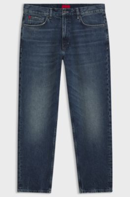 Relaxed-tapered-fit jeans in dark-blue denim, Dark Blue