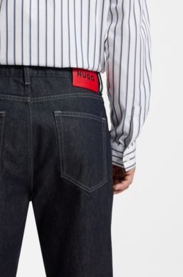 Relaxed-tapered-fit jeans in dark-blue denim, Dark Blue