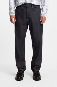 Jeans relaxed fit in denim blu scuro, Blu scuro