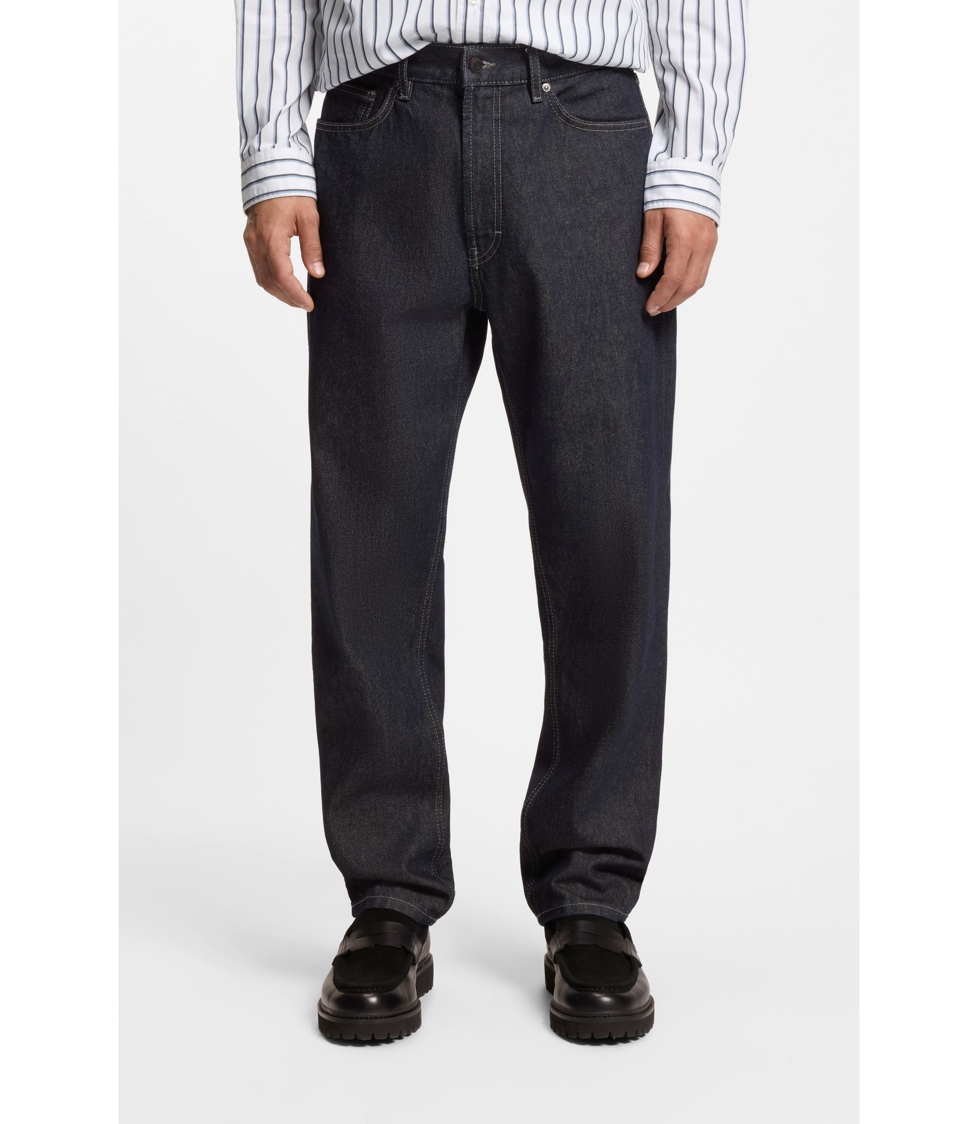 Relaxed-Fit Jeans aus dunkelblauem Denim