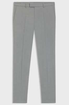 Slim-fit trousers in micro-patterned stretch cloth, Light Grey