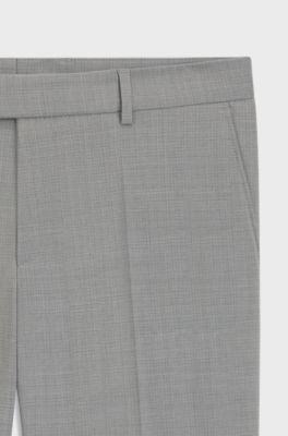 Slim-fit trousers in micro-patterned stretch cloth, Light Grey