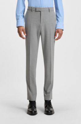 Slim-fit trousers in micro-patterned stretch cloth, Light Grey
