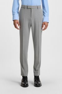 Slim-fit trousers in micro-patterned stretch cloth, Light Grey