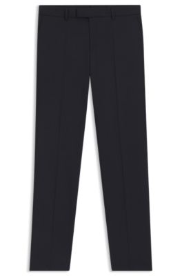Slim-fit trousers in micro-patterned stretch cloth, Dark Blue