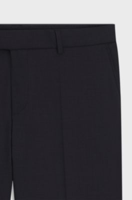 Slim-fit trousers in micro-patterned stretch cloth, Dark Blue