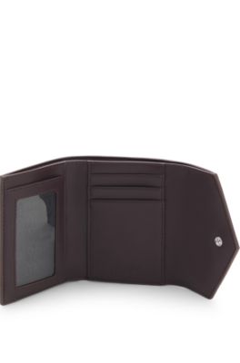 Flap wallet with stacked-logo hardware, Dark Brown