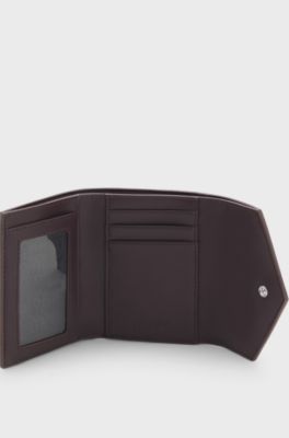 Flap wallet with stacked-logo hardware, Dark Brown