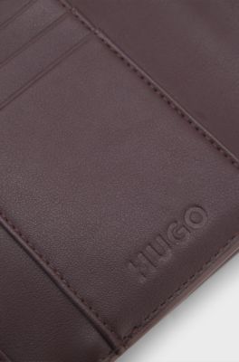 Flap wallet with stacked-logo hardware, Dark Brown
