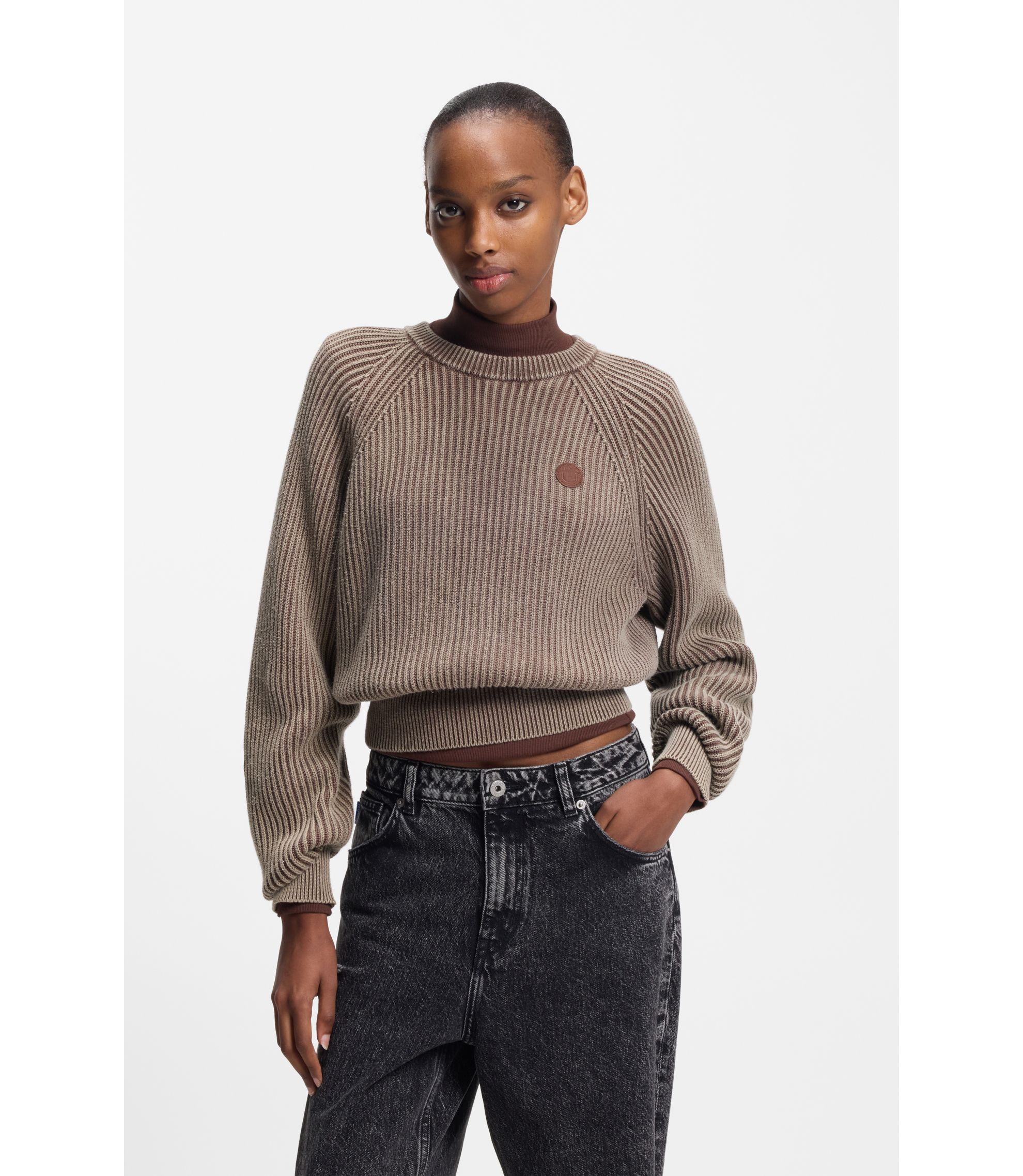 Strickpullover aus Baumwolle mit Happy HUGO Logo