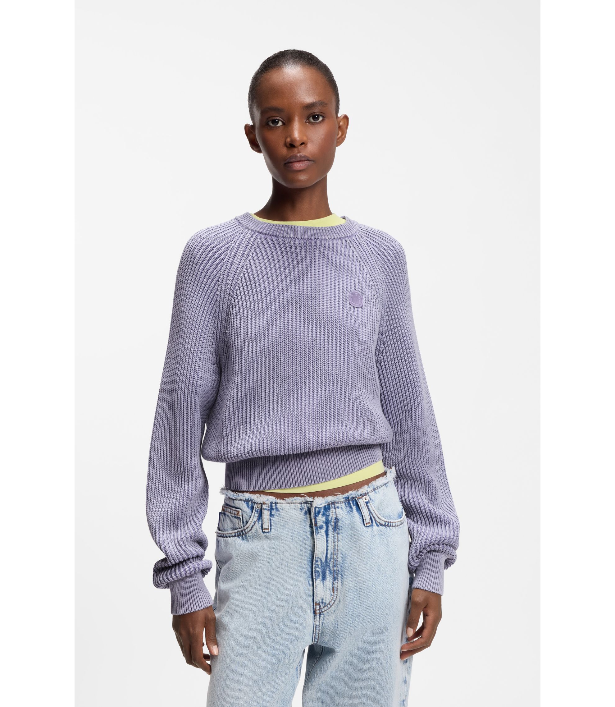 Strickpullover aus Baumwolle mit Happy HUGO Logo