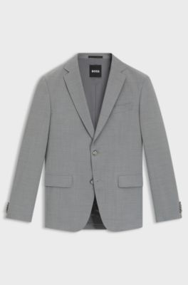 Slim-fit suit jacket in micro-patterned stretch fabric, Light Grey