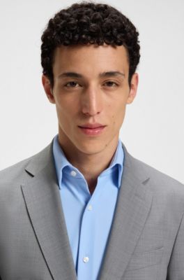 Slim-fit suit jacket in micro-patterned stretch fabric, Light Grey