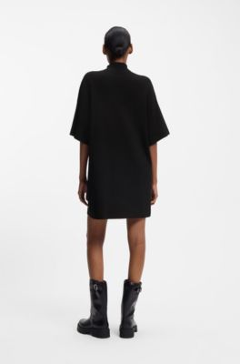 Vestito in maglia con targhetta con logo in silicone, Nero