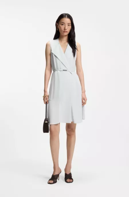 Belted wrap dress in soft crepe