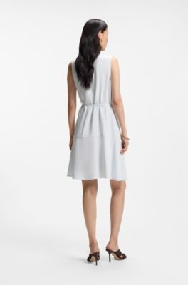 Belted wrap dress in soft crepe, Light Blue