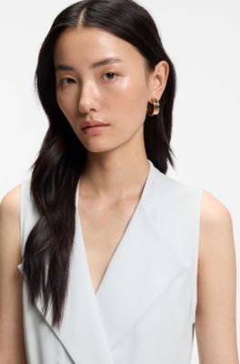 Belted wrap dress in soft crepe, Light Blue