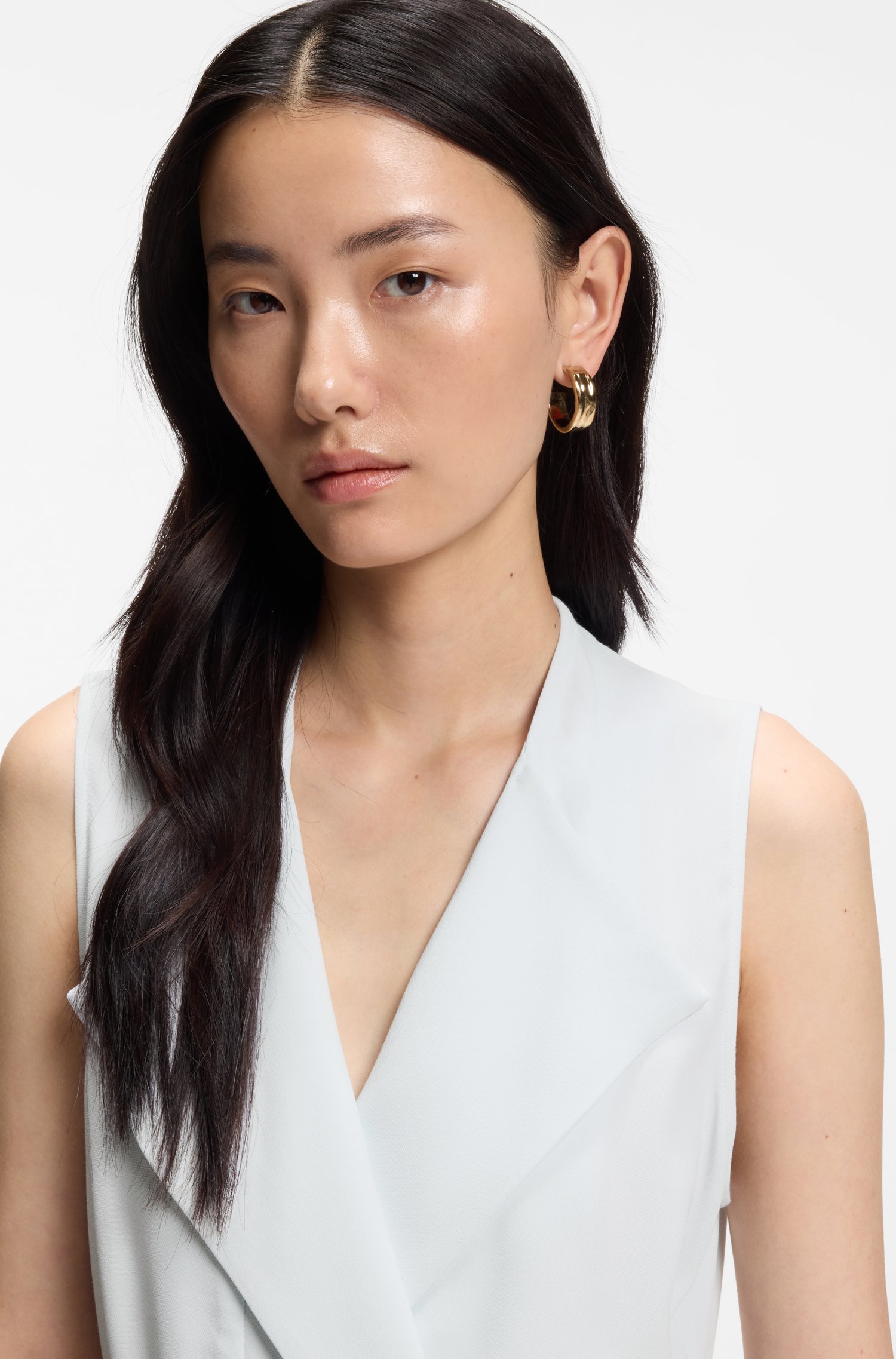 Boss Belted wrap dress in soft crepe klänningar dam – bild 3