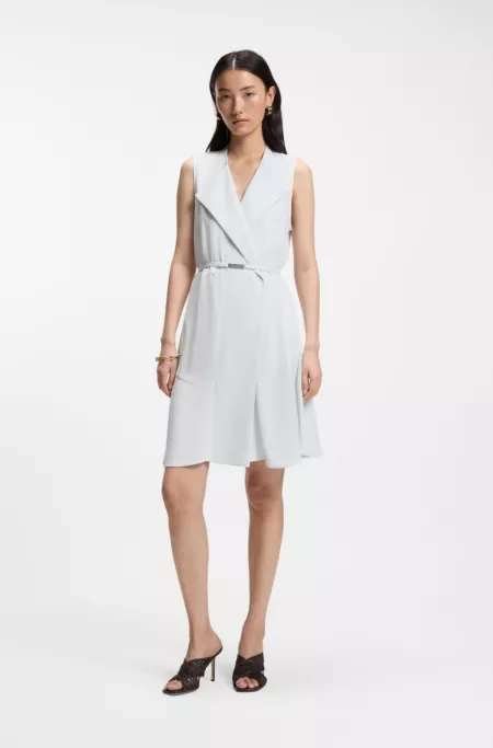Belted wrap dress in soft crepe