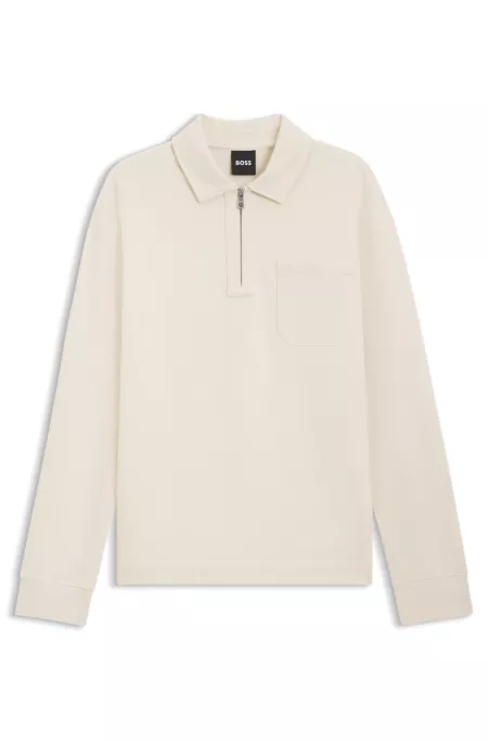 Sudadera con cuello con cremallera en algodón aterciopelado