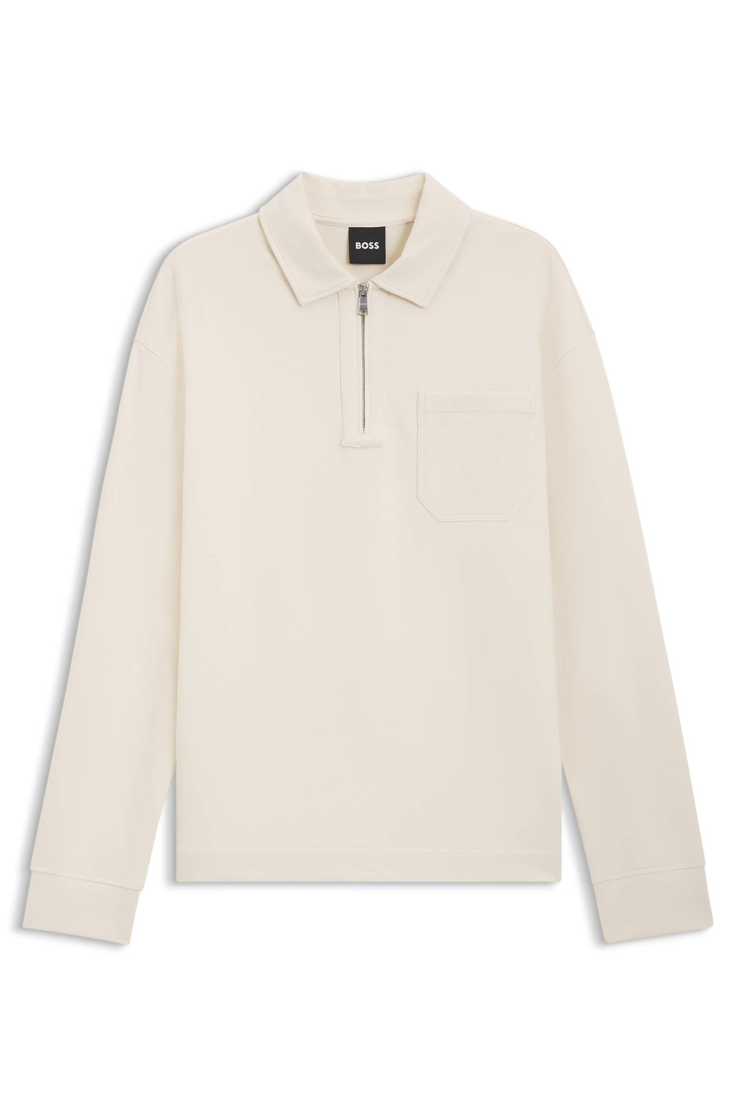 Boss Zip-neck sweatshirt in a peached cotton blend herr – bild 4