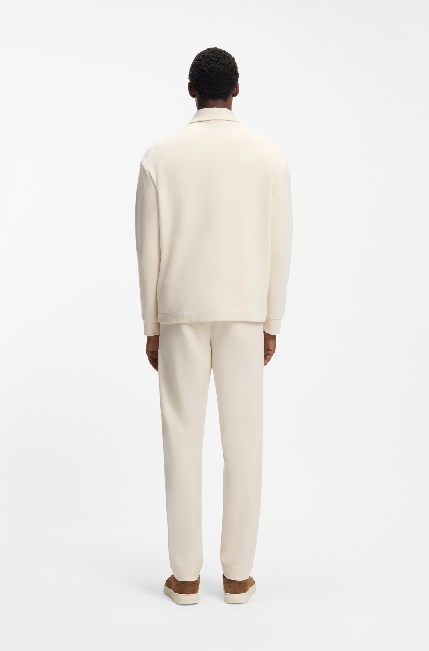 Boss Zip-neck sweatshirt in a peached cotton blend herr – bild 3