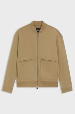 Zip-up sweatshirt in a peached cotton blend, Beige