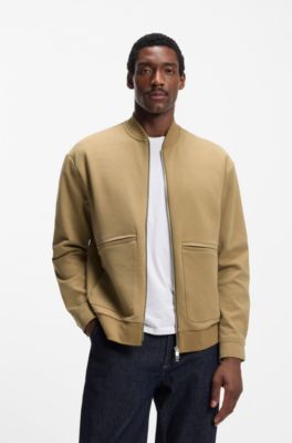 Zip-up sweatshirt in a peached cotton blend, Beige