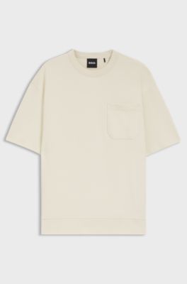 Cotton-blend T-shirt with peached finish, Natural