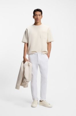 Cotton-blend T-shirt with peached finish, Natural