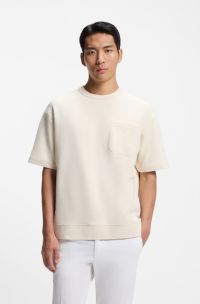 Cotton-blend T-shirt with peached finish, Natural