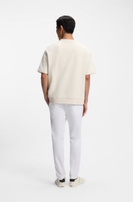 Cotton-blend T-shirt with peached finish, Natural