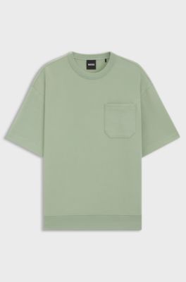 Cotton-blend T-shirt with peached finish, Light Green