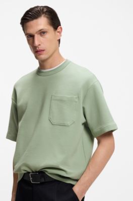 Cotton-blend T-shirt with peached finish, Light Green