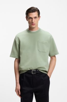 Cotton-blend T-shirt with peached finish, Light Green