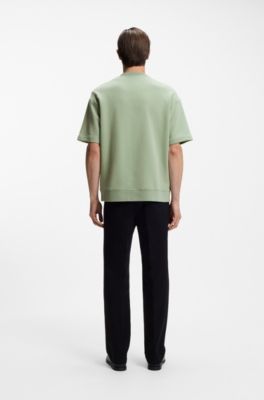 Cotton-blend T-shirt with peached finish, Light Green